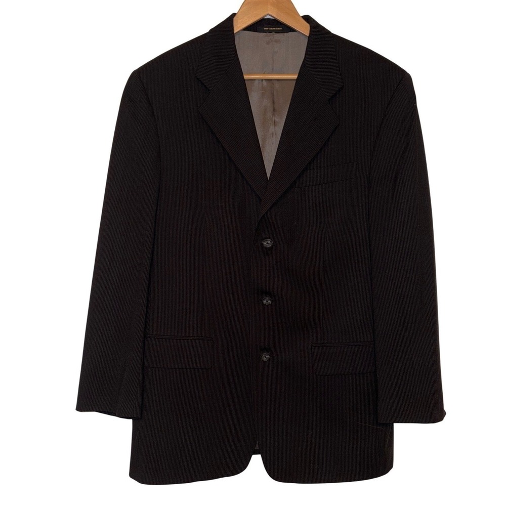 Givenchy Monsieur Black Pinstripe Blazer 42R 100% Wool Suit Jacket Vintage Coat